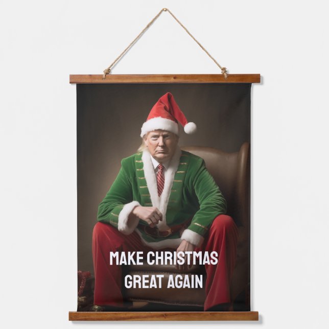 Christmas Elf Donald Trump Hanging Tapestry (Front)