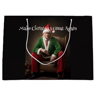 Christmas Elf Donald Trump Large Gift Bag
