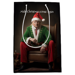 Christmas Elf Donald Trump Medium Gift Bag