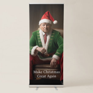 Christmas Elf Donald Trump Retractable Banner