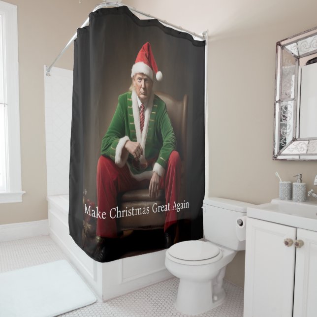 Christmas Elf Donald Trump Shower Curtain (In Situ)