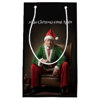 Christmas Elf Donald Trump Small Gift Bag