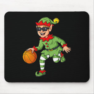 Christmas Elf Dribbling A Basketball Fun Boys Kids Mouse Mat