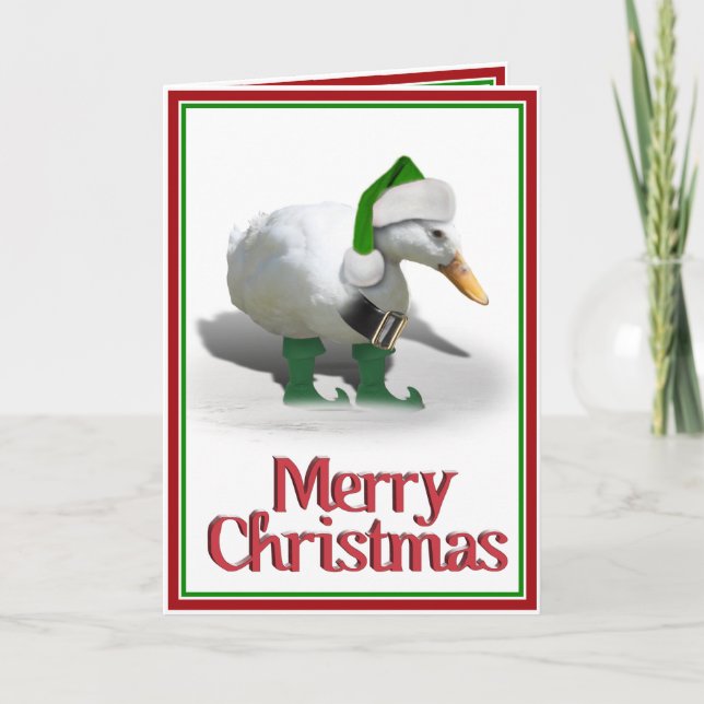 Christmas Elf Duck - Santa's Helper Holiday Card (Front)