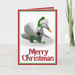 Christmas Elf Duck - Santa's Helper Holiday Card