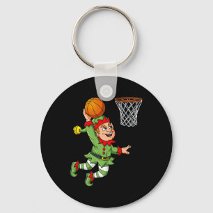 Christmas Elf Dunking A Basketball Fun Boys Kids X Key Ring