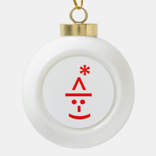 Christmas Elf Emoticon Xmas ASCII Text Art Ceramic Ball Christmas Ornament
