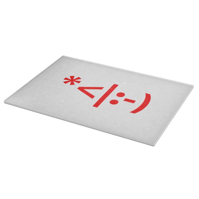 Christmas Elf Emoticon Xmas ASCII Text Art Cutting Board (Corner)