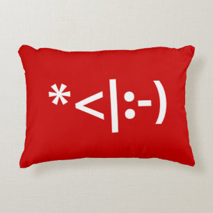 Christmas Elf Emoticon Xmas ASCII Text Art Decorative Cushion