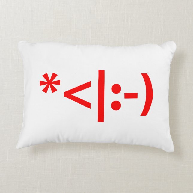 Christmas Elf Emoticon Xmas ASCII Text Art Decorative Cushion (Back)