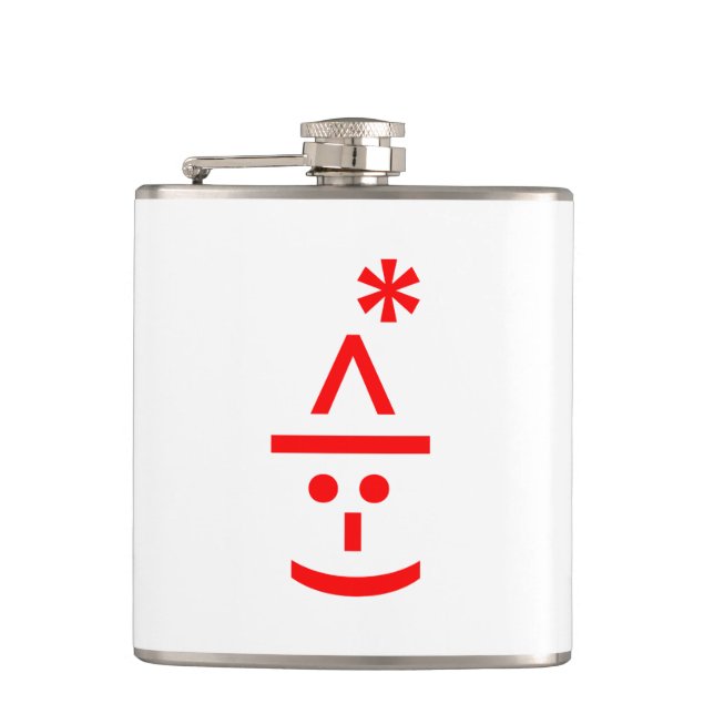 Christmas Elf Emoticon Xmas ASCII Text Art Hip Flask (Front)