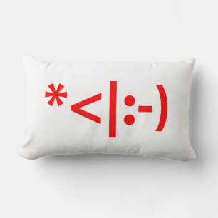 Christmas Elf Emoticon Xmas ASCII Text Art Lumbar Cushion