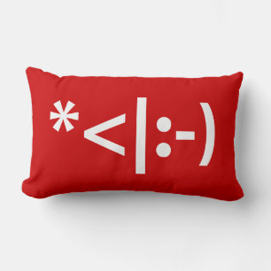 Christmas Elf Emoticon Xmas ASCII Text Art Lumbar Cushion