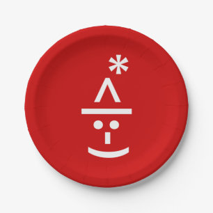 Christmas Elf Emoticon Xmas ASCII Text Art Paper Plate