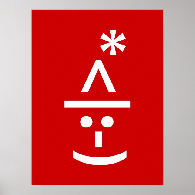 Christmas Elf Emoticon Xmas ASCII Text Art Poster (Front)