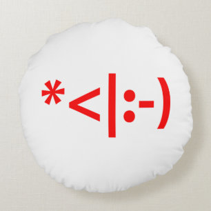 Christmas Elf Emoticon Xmas ASCII Text Art Round Cushion
