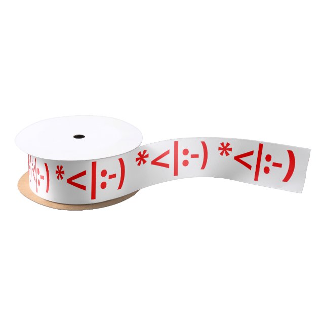 Christmas Elf Emoticon Xmas ASCII Text Art Satin Ribbon (Spool)