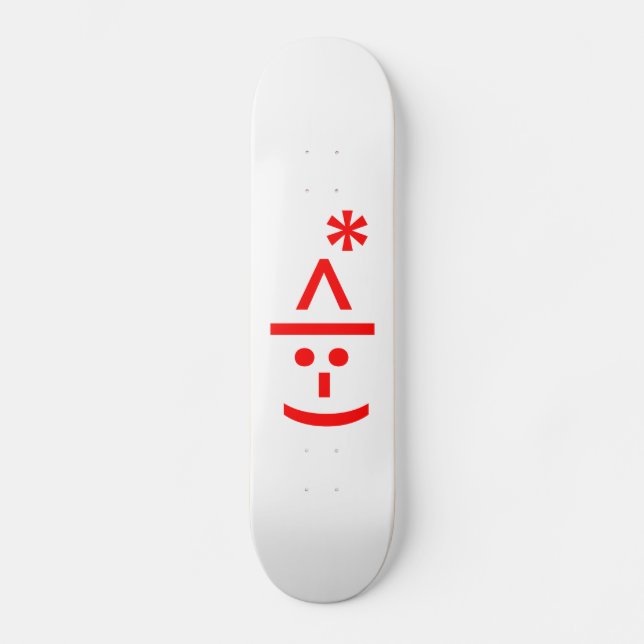 Christmas Elf Emoticon Xmas ASCII Text Art Skateboard (Front)