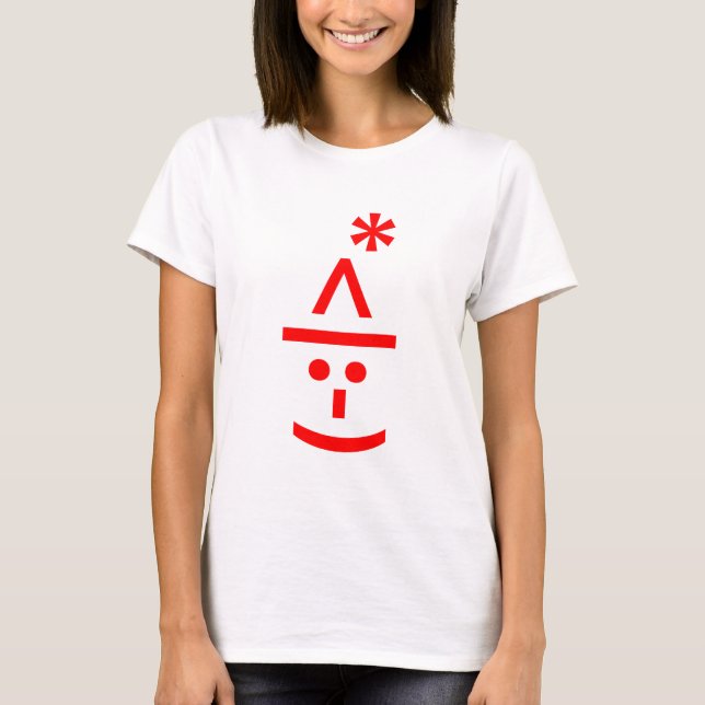 Christmas Elf Emoticon Xmas ASCII Text Art T-Shirt (Front)