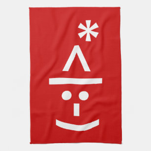 Christmas Elf Emoticon Xmas ASCII Text Art Tea Towel