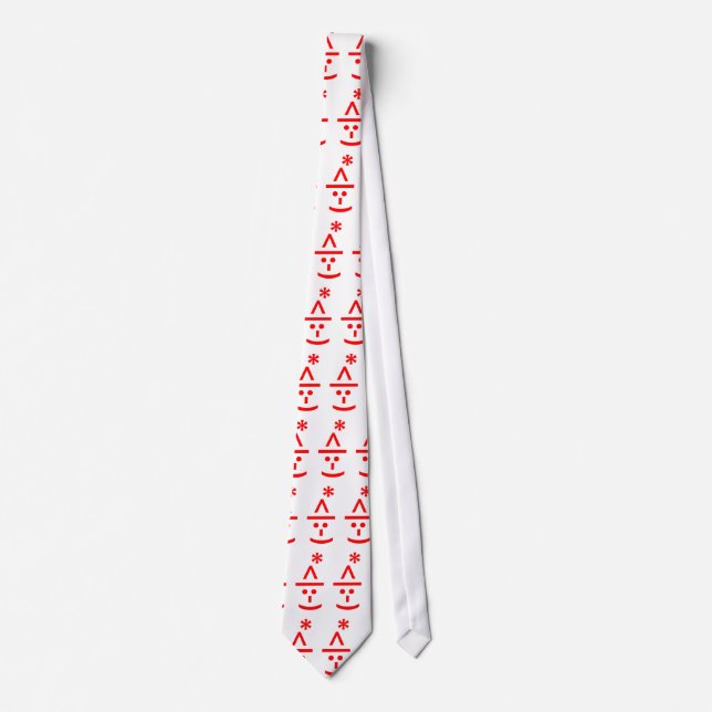 Christmas Elf Emoticon Xmas ASCII Text Art Tie (Front)