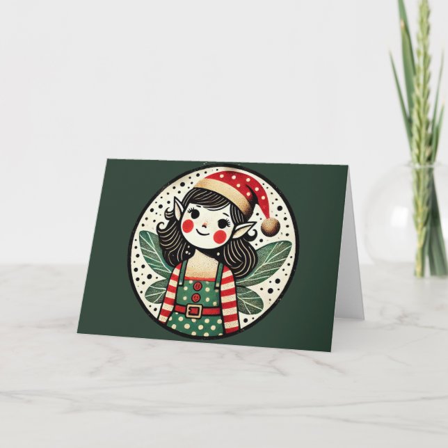 Christmas Elf Fairy Girl                           Card (Front)