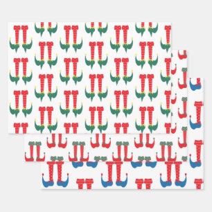Christmas Elf Feet and Heels Whimsical Wrapping Paper Sheet