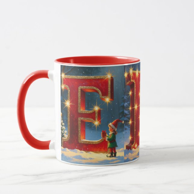 Christmas ELF Festive Holiday Coffee Mug (Left)