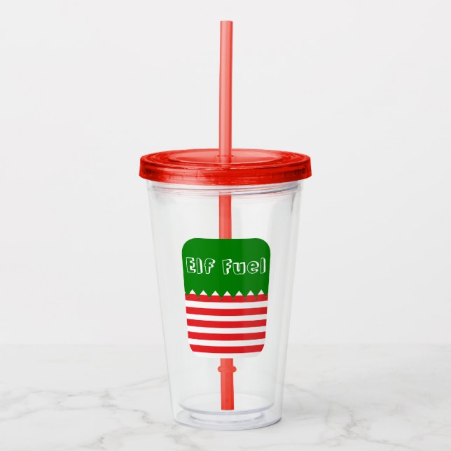 Christmas Elf Fuel Acrylic Tumbler (Front)