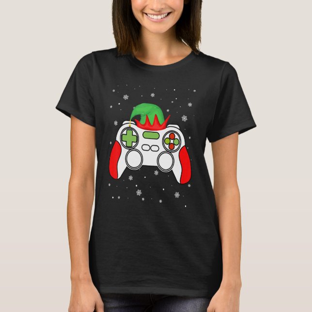 Christmas Elf Gamer Controller Boys Kids Teens Gam T-Shirt (Front)