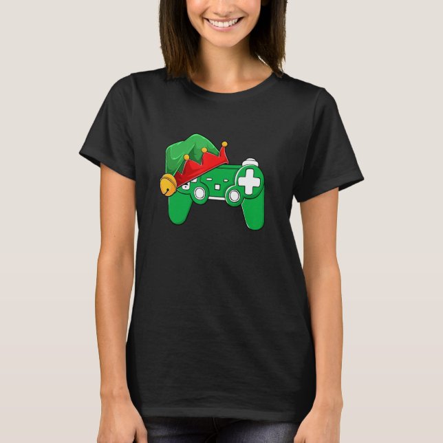 Christmas Elf Gamer Controller Boys Kids Teens Gam T-Shirt (Front)