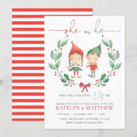 Christmas Elf Gender Reveal Invitation