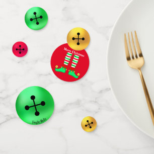 Christmas elf & golden, green & red jingle bells confetti