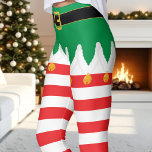 Christmas Elf Green and Red Stripe Holiday Leggings<br><div class="desc">Embrace the holiday spirit with these playful elf-inspired leggings,  featuring a festive green background with cheerful red stripes. Perfect for spreading Christmas cheer at holiday parties,  cosy nights by the fire,  or even a fun run in the snow. Soft and stretchy fabric ensures comfort all season long.</div>