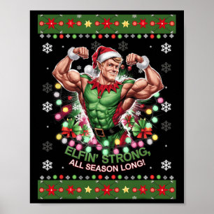 Christmas Elf Gym Workout Elfin' Strong All Season Poster