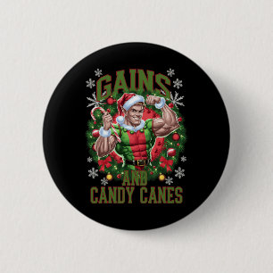 Christmas Elf Gym Workout Gains And Candy Canes 1  6 Cm Round Badge
