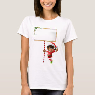 Christmas elf holding a sign T-Shirt