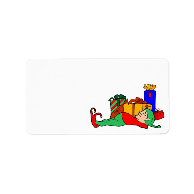 Christmas Elf Holiday Card Self Adhesive Label (Front)