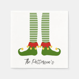 Christmas Elf Holiday Cheer Name Festive Fun  Napkin