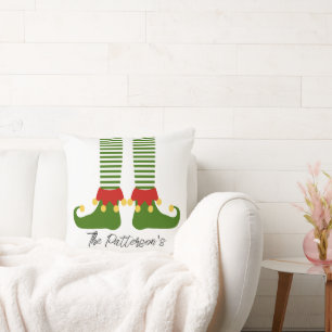 Christmas Elf Holiday Decor Family Name Festive Cushion