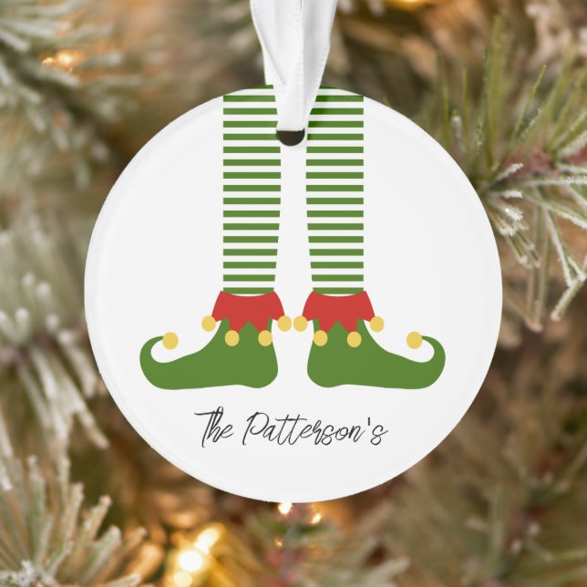Christmas Elf Holiday Family NAME Festive Fun Ornament (Tree)