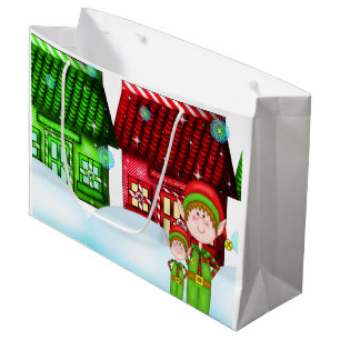 Christmas elf Holiday large gift bag
