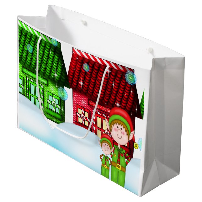 Christmas elf Holiday large gift bag (Front Angled)