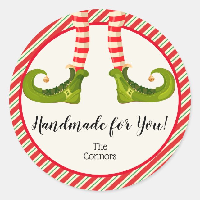 Christmas Elf Homemade Goods Holiday Baking Small Classic Round Sticker (Front)