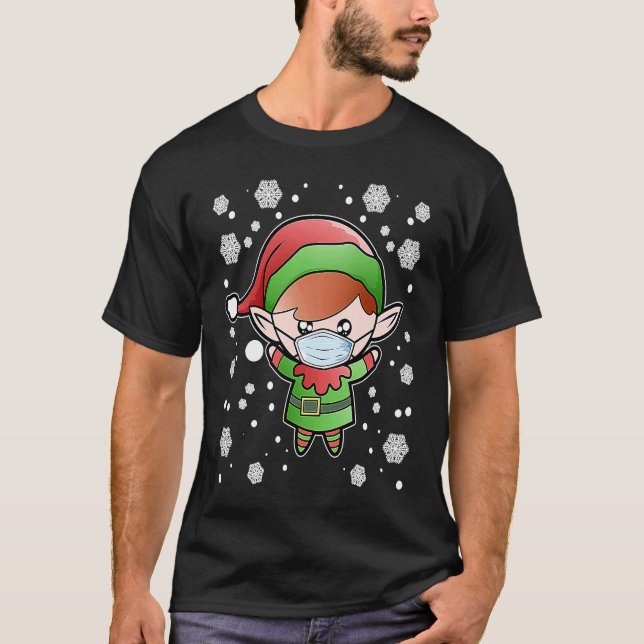 Christmas elf homeoffice face mask office humor qu T-Shirt (Front)