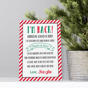 Christmas Elf I am Back Custom Kids Holiday Plaque