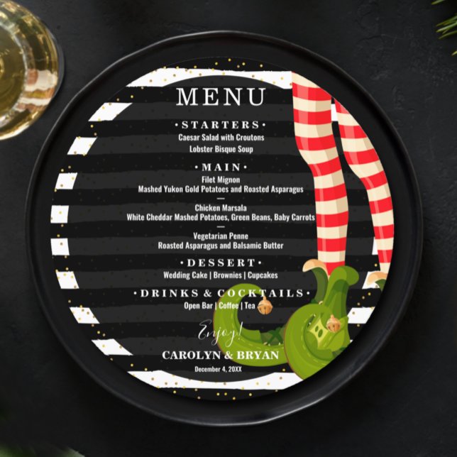 Christmas Elf Legs Black and White Stripe Menu (Creator Uploaded)