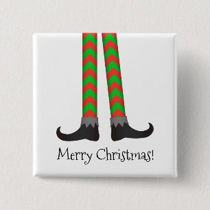 Christmas Elf Legs Button - Chevron Costume