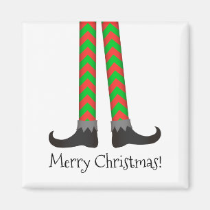 Christmas Elf Legs Magnet - Chevron Costume