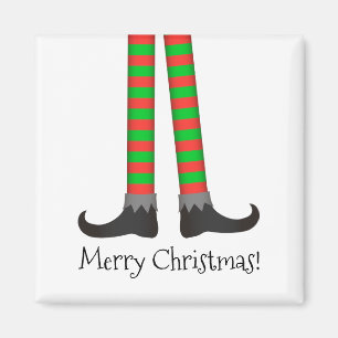 Christmas Elf Legs Magnet - Striped Costume